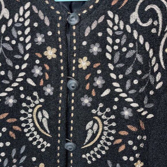 Linea by Louis Dell’Olio Vintage Womens Embroidered Sweater Jacket Size Small Bl - Picture 10 of 11